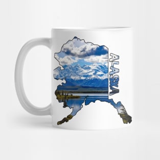 State of Alaska Outline with Mountains Mug